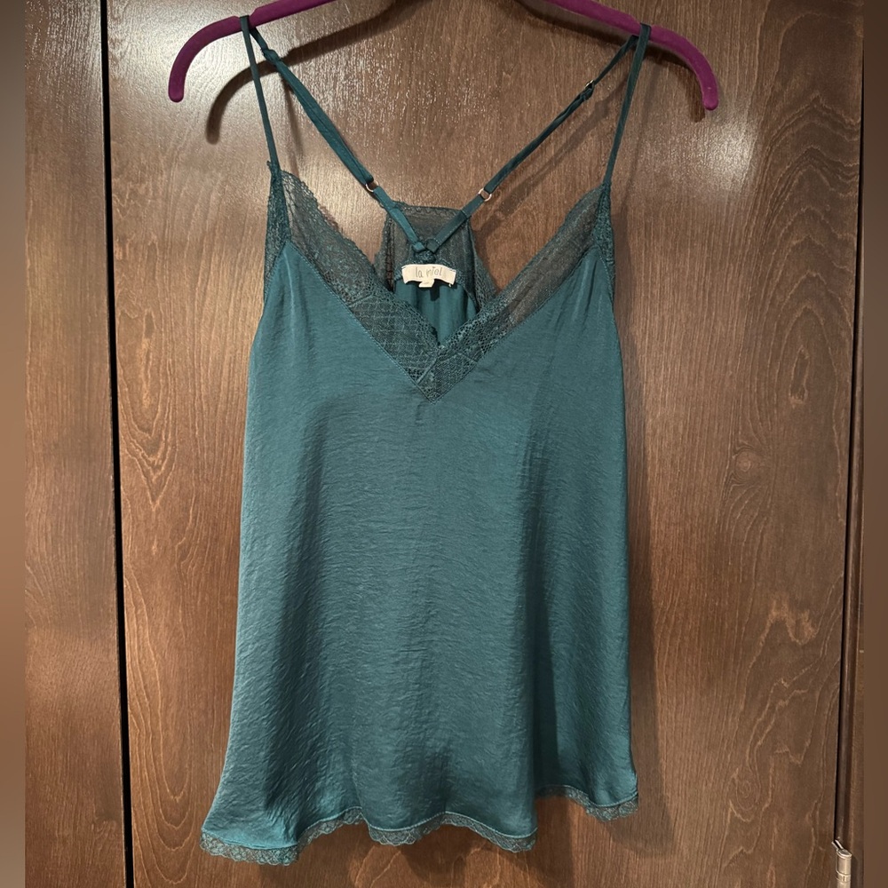 NWOT. La Miel Lace Dark Teal Camisole Tank
